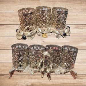 Vintage Antique Filigree Gold Toned Lipstick Holders Angel Floral Bundle of 2
